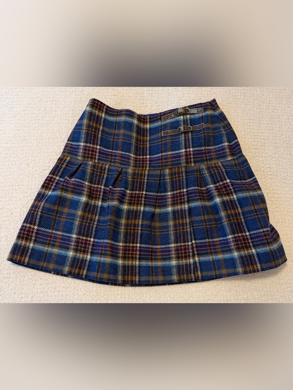 Boden British Tweed by Moon Tartan Plaid Skirt US 8R / UK 12R